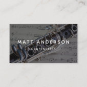 クラリネット音楽シート白黒モダン 名刺 (正面)