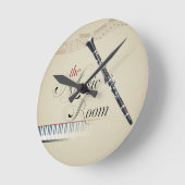 クラリネット音楽部屋 ラウンド壁時計 (傾斜)