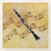 クラリネット音楽、人気があるデザイン、 ガラスコースター (正面)