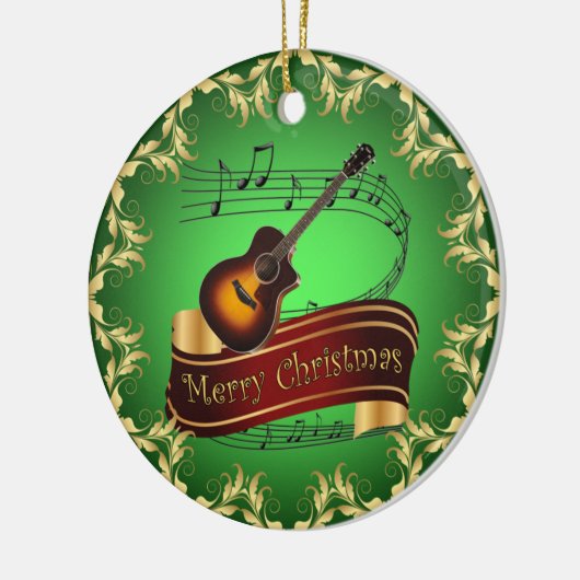 クラリネット~ミュージカル巻物~メリークリスマス~ セラミックオーナメント (左)