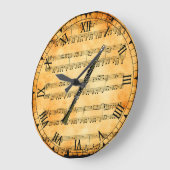 クラリネット~ヴィンテージ·シート音楽の背景ユニーク~ ラージ壁時計 (傾斜)
