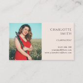 クラリネティスト2フォト赤面ピンクモダン 名刺 (正面)