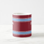 クラレットとブルーのストライプサッカーボール コーヒーマグカップ (中央)