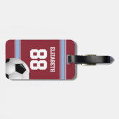 クラレットとブルーのストライプサッカーボール ラゲッジタグ (裏面横)