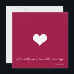 クラレットレッド&ホワイトミニマリスト結婚式招待状 招待状<br><div class="desc">このミニマルなクラレット文字のすべての赤と白結婚式招待状は完全にカスタマイズ可能。よりもしミニマルな外観が必要な場合は、ハートイメージも削除できる。正面の引用文には「愛のあるところに命がある」と書かれている。 でも好きな引用文は何でも使える。パーソナライズ・オプションで変更する。また、背景色とフォント色は、オプションを使用して任意の色に変更でカスタマイズきます。</div>