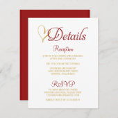 クラレット金ゴールドハート結婚の詳細カード 出欠カード (正面/裏面)