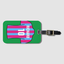 クラレット&ブルーのサッカーシャツ ラゲッジタグ