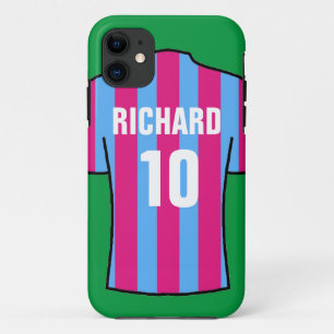 クラレット&ブルーのサッカーシャツ iPhone 11 ケース
