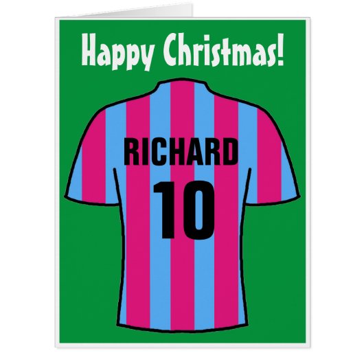 クラレット&ブルークリスマスカードのサッカーシャツ (正面)