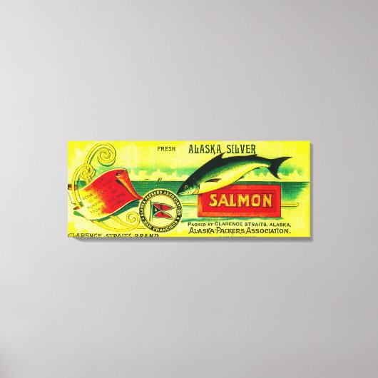 クラレンス海峡サーモン缶ラベル キャンバスプリント (正面)