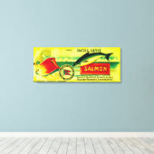 クラレンス海峡サーモン缶ラベル キャンバスプリント (インサイチュ (ウッドフロア))