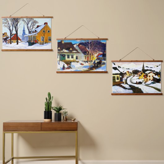 クラレンス・ガニョンのアートワーク、美しい冬の風景、 吊り下げ型タペストリー (非対称)