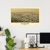 クラレンドン， TXパノラママップ – 1890 ポスター (ホームオフィス)