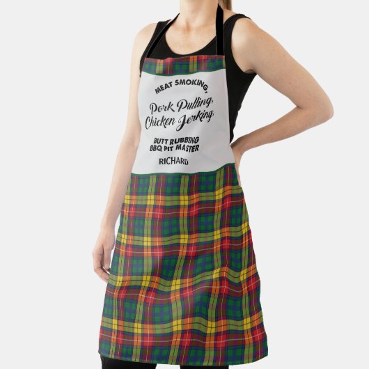 クランの名前を追加するブキャナンタータンチェックの格子模様 エプロン (インサイチュ)