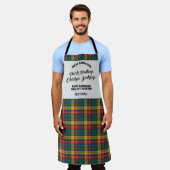 クランの名前を追加するブキャナンタータンチェックの格子模様 エプロン (着用した状態)