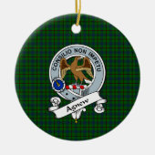 クランアグニュー狩りバッジタータンチェックプレイド セラミックオーナメント (正面)