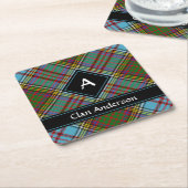 クランアンダーソンタータンチェックスクエア紙コースター スクエアペーパーコースター (アングル)