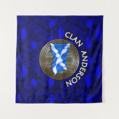 クランアンダーソンタータンチェックノット&フラグ タペストリー (正面(横))