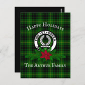 クランアーサークレストバッジ&タータンチェックホリデーポストカード ポストカード (正面/裏面)