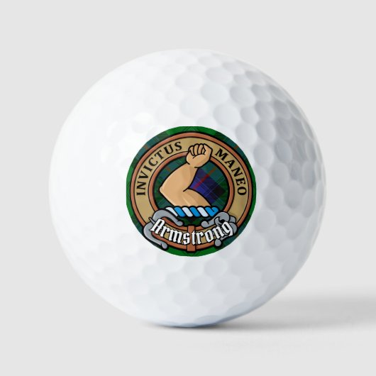 クランアームストロングクレストオーバータータンチェック ゴルフボール (正面)