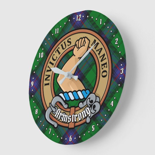 クランアームストロングクレストオーバータータンチェック ラージ壁時計 (傾斜)