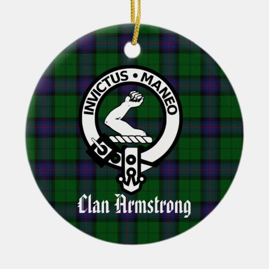 クランアームストロングクレストバッジとタータンチェック セラミックオーナメント (正面)
