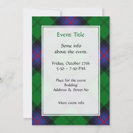 クランアームストロングタータンチェック招待状 招待状 (裏面)