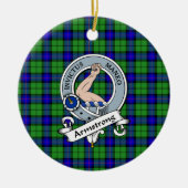クランアームストロングバッジタータンチェックプレイド セラミックオーナメント (正面)