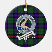 クランアームストロングモダンバッジタータンチェックプレイド セラミックオーナメント (正面)