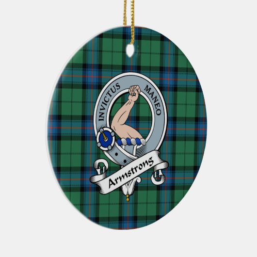 クランアームストロング古代バッジタータンチェックプレイド セラミックオーナメント (右)