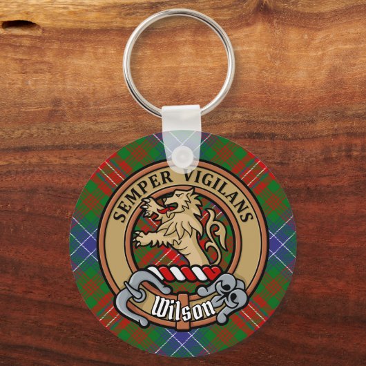 クランウィルソンの紋章の上のモダンタータンチェック キーホルダー (正面)