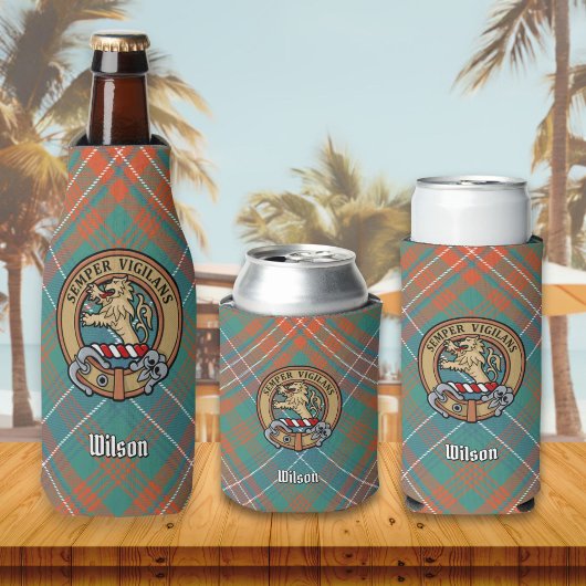 クランウィルソンの紋章の古代タータンチェック ボトルクーラー