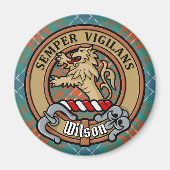 クランウィルソンの紋章の古代タータンチェック マグネット (正面)