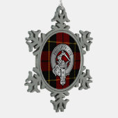 クランウォレスクレスト&タータンチェック スノーフレークピューターオーナメント (左)