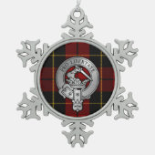 クランウォレスクレスト&タータンチェック スノーフレークピューターオーナメント (正面)