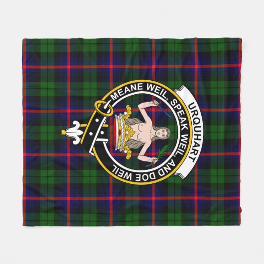 クランウルクハートモダンタータンチェックプレイド フリースブランケット (正面(横))