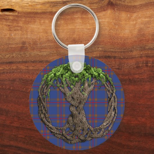 クランエリオットタータンチェックとケルトの生命の木 キーホルダー (正面)