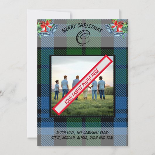 クランエレガントキャンベルブルータータンチェック家族写真 シーズンカード (正面)