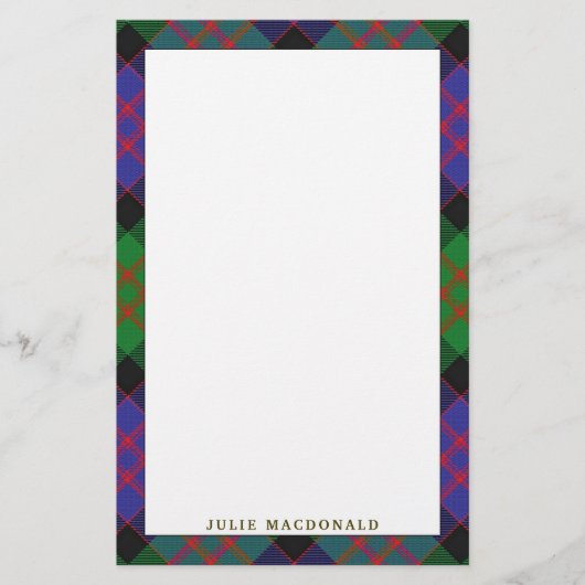 クランエレガントマクドナルドタータンチェックプレイド 便箋 (正面)
