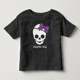クランオキッドガールスカルとパープルボウ トドラーTシャツ