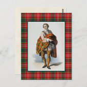 クランオギリヴィヴィンテージイラストレーションタータンチェックフレーム ポストカード (正面/裏面)