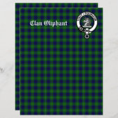クランオリファントクレストバッジ&タータンチェックスクラップブック紙 (正面/裏面)