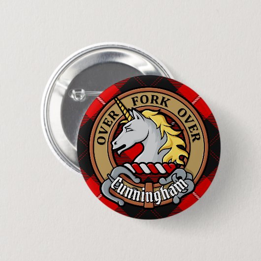 クランカニンガムクレストオーバータータンチェック 缶バッジ (正面&裏面)