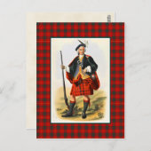 クランカメロンヴィンテージイラストレーションタータンチェックフレーム ポストカード (正面/裏面)