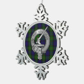 クランガンクレスト&タータンチェック – オールドノース スノーフレークピューターオーナメント (右)