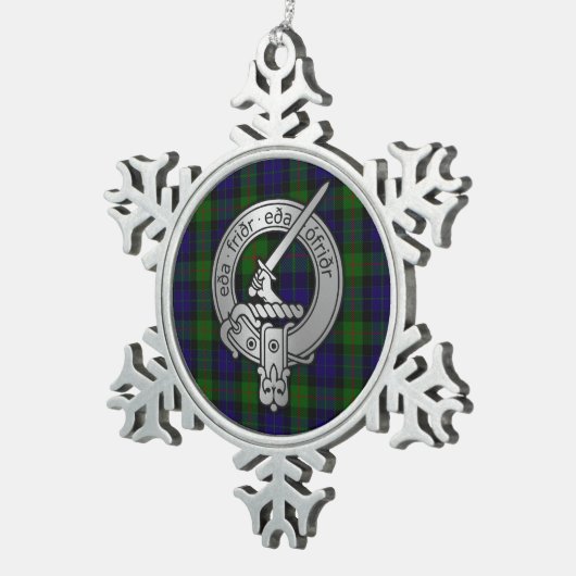 クランガンクレスト&タータンチェック – オールドノース スノーフレークピューターオーナメント (右)