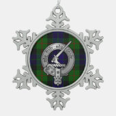 クランガンクレスト&タータンチェック スノーフレークピューターオーナメント (正面)