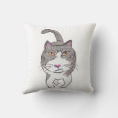 クランキーキャットペットドードルアートユーモアおもしろい クッション (裏面)