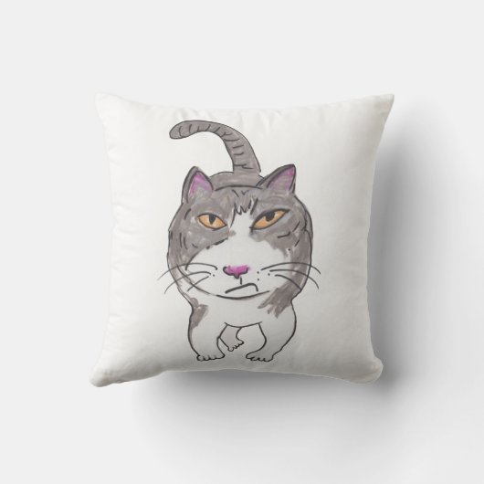 クランキーキャットペットドードルアートユーモアおもしろい クッション (裏面)