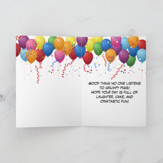 クランキーピグ誕生日が過大評価おもしろい誕生日 カード (内部)